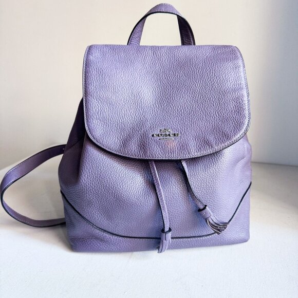 Coach Lilac Purple Pebbled Leather Backpack - Picture 3 of 9